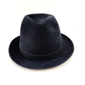 German Adalbert Breiter Black Trilby Felt Hat Stitched Cord Munchen